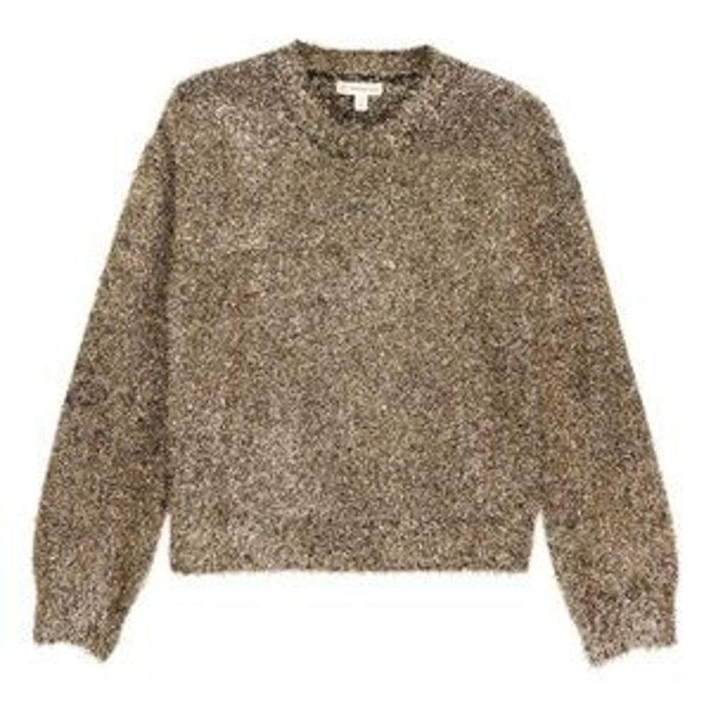 Tucker + Tate Girls Gold Metallic Tinsel Holiday Pullover Sweater size 10/12